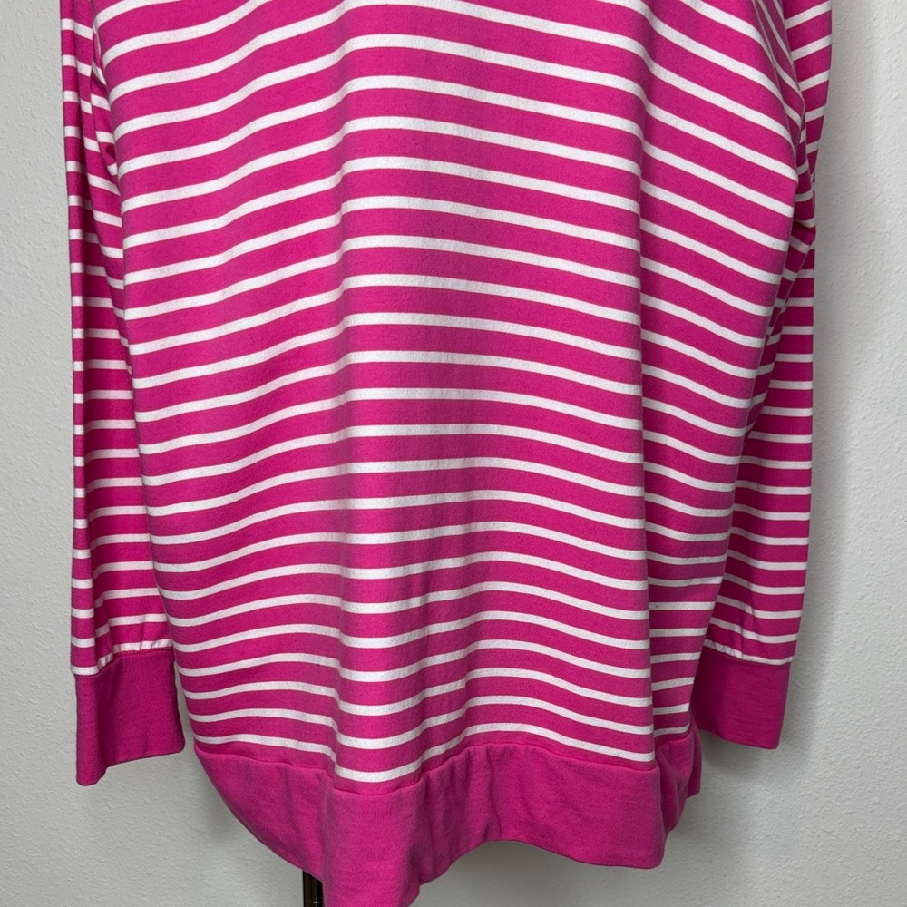 Belle by Kim Gravel size 2X Vibrant Pink and White Striped Hoodie - Picture 5 of 9